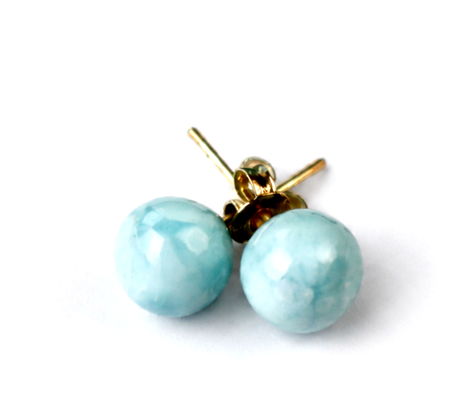 Genuine Dominican Blue Larimar Unique 925 Sterling Silver Earrings 0.4 Inch 1.9g