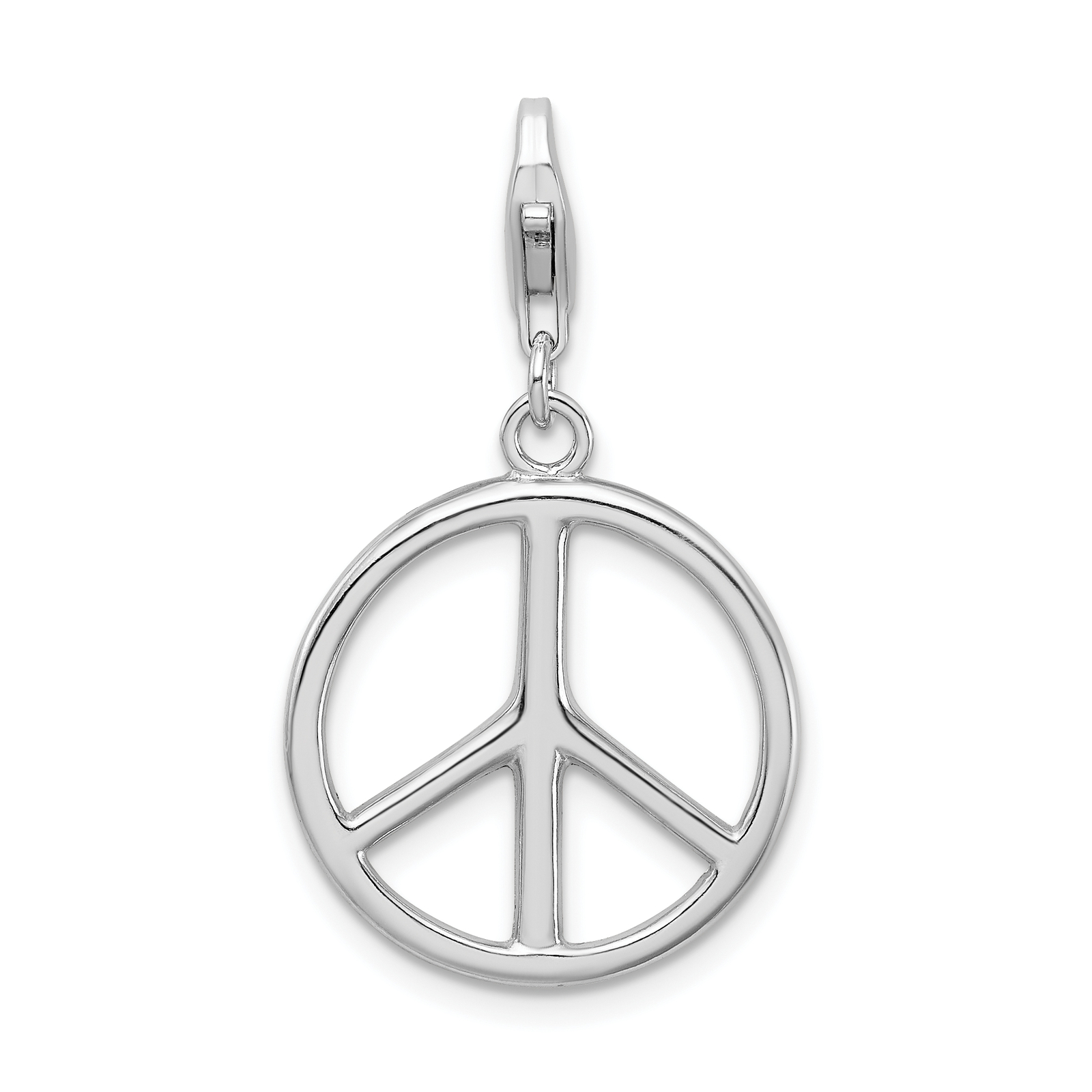 Amore La Vita Silver Polished Peace Sign Charm with Fancy Lobster Clasp QCC479