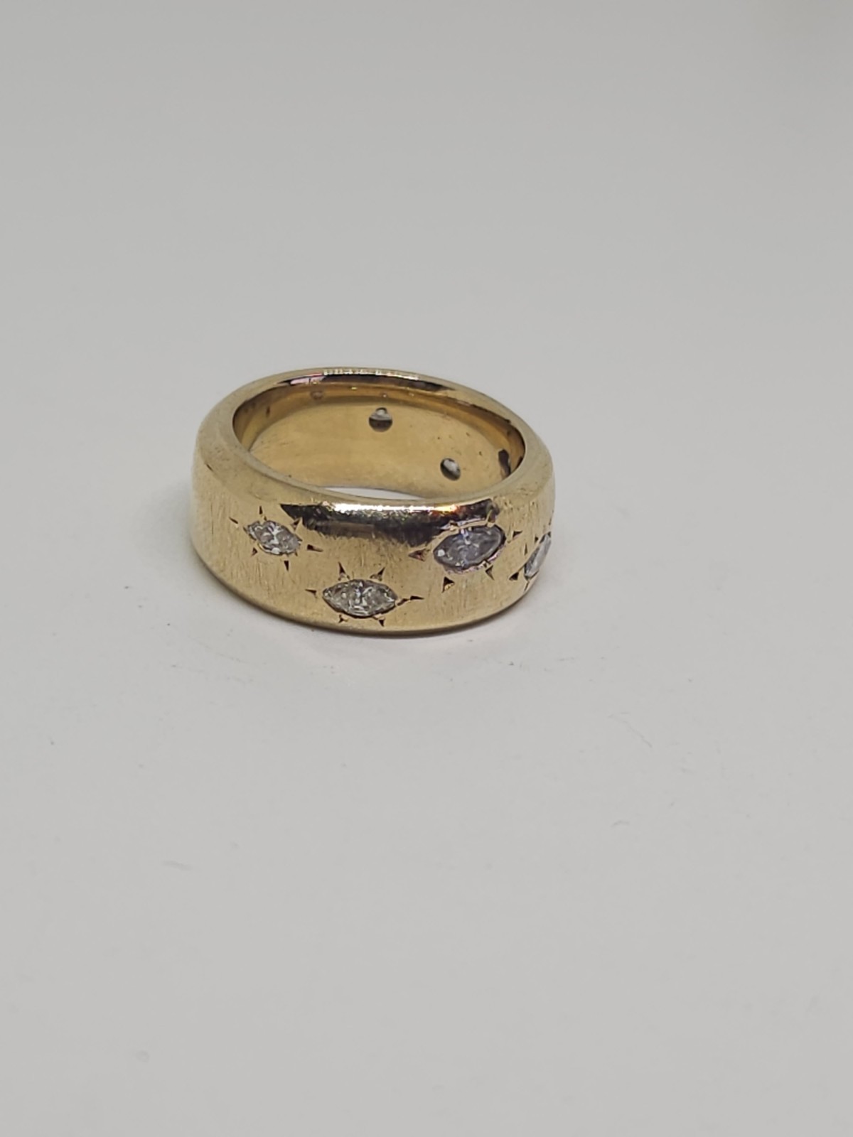 Custom Design 14k Yellow Gold 7.8 mm Wide Marquise Diamond Band 1ctw Size 5