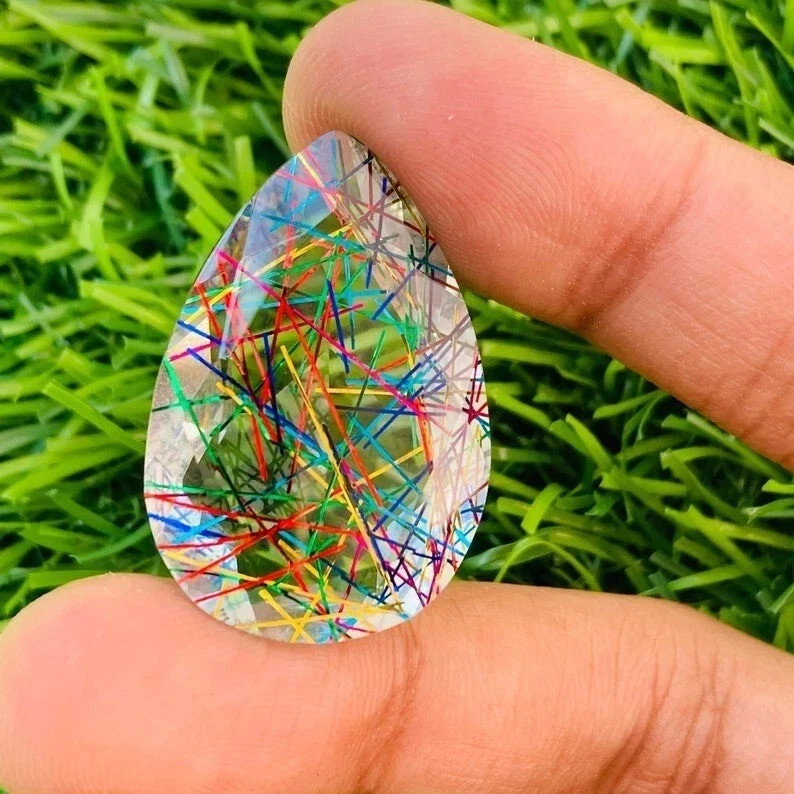 AAA Certified 163.20 Ct Natural Brazilian Rutilated Quartz Pear Loose Gemstone