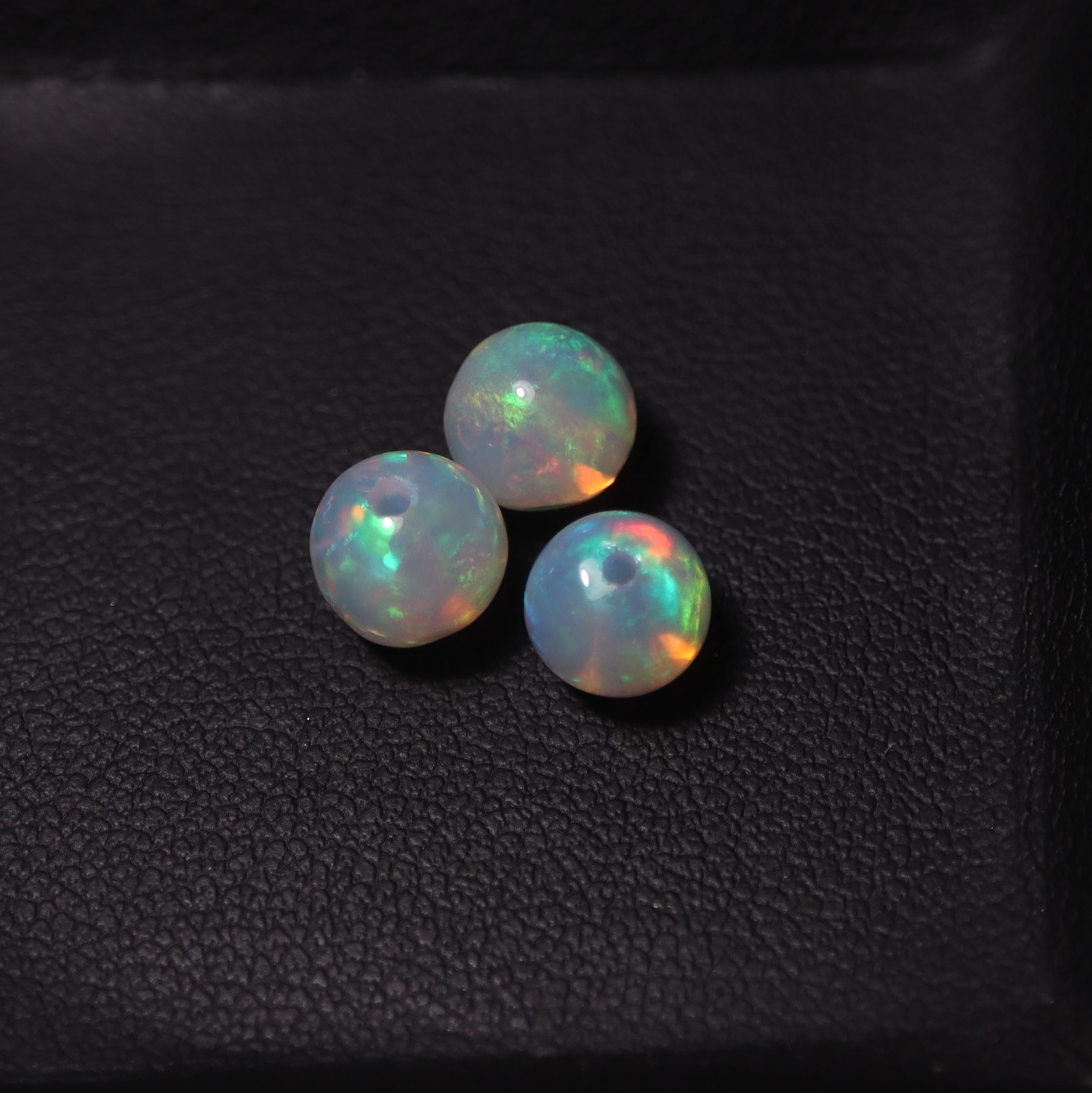 6.5MM Natural AAA Ethiopian Opal Multi Fire Drilled Round Sphere Balls 3 Pcs Lot