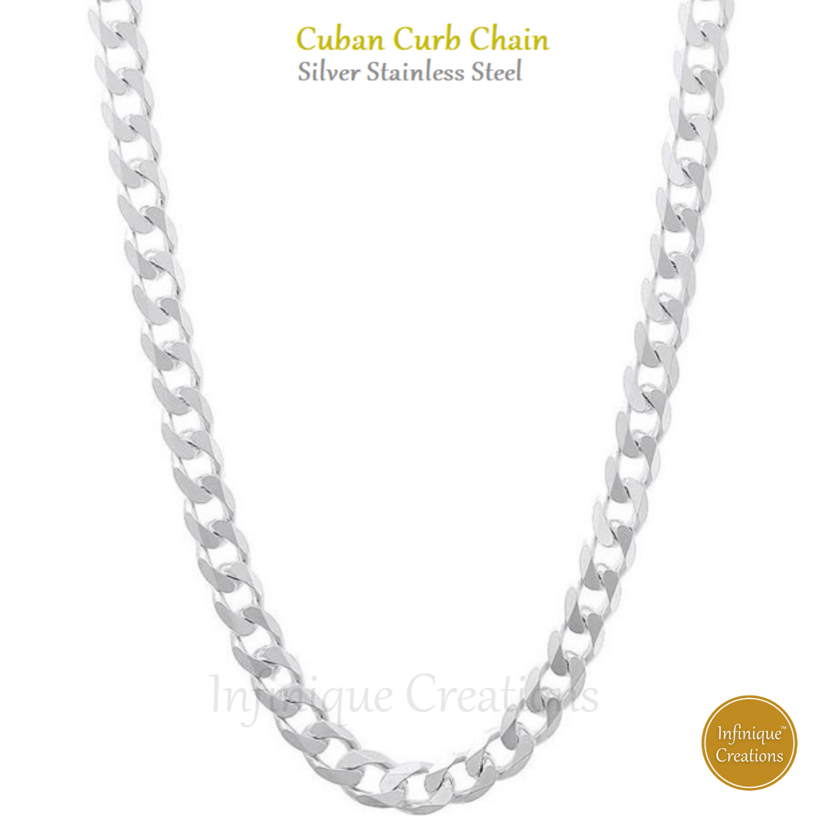 Stainless Steel Silver Chain Cuban Curb 7-38″ Necklace Bracelet Men Women 3-12mm