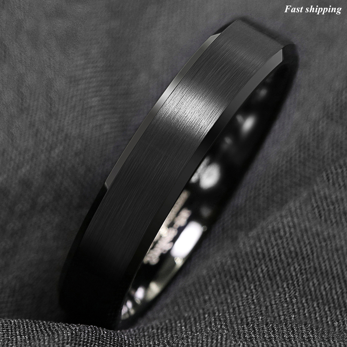 8/6mm Classic Black Brushed Tungsten Carbide Ring Bridal Band ATOP Men’s Jewelry