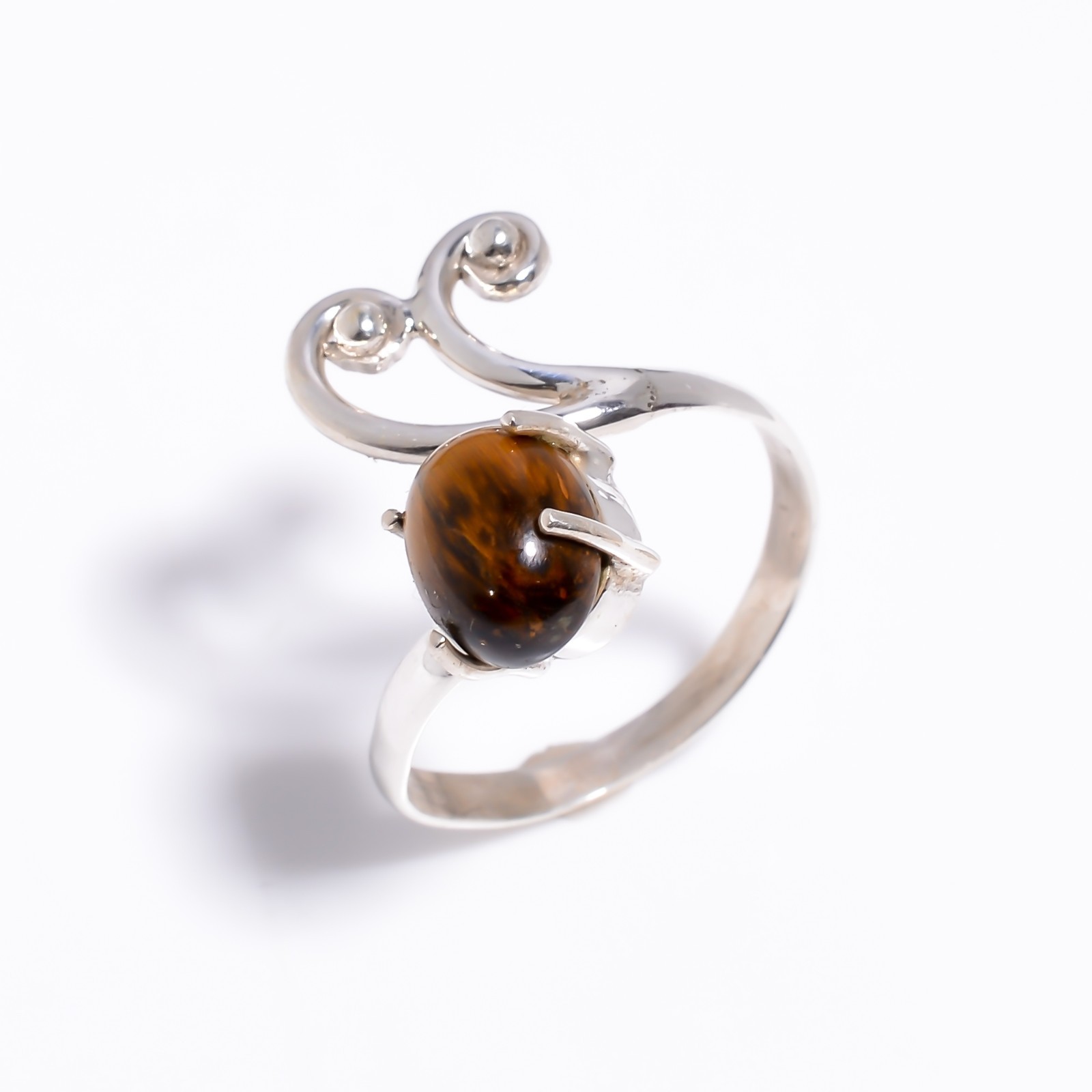 Tiger Eye Gemstone 925 Silver Handmade Statement Ring Jewelry