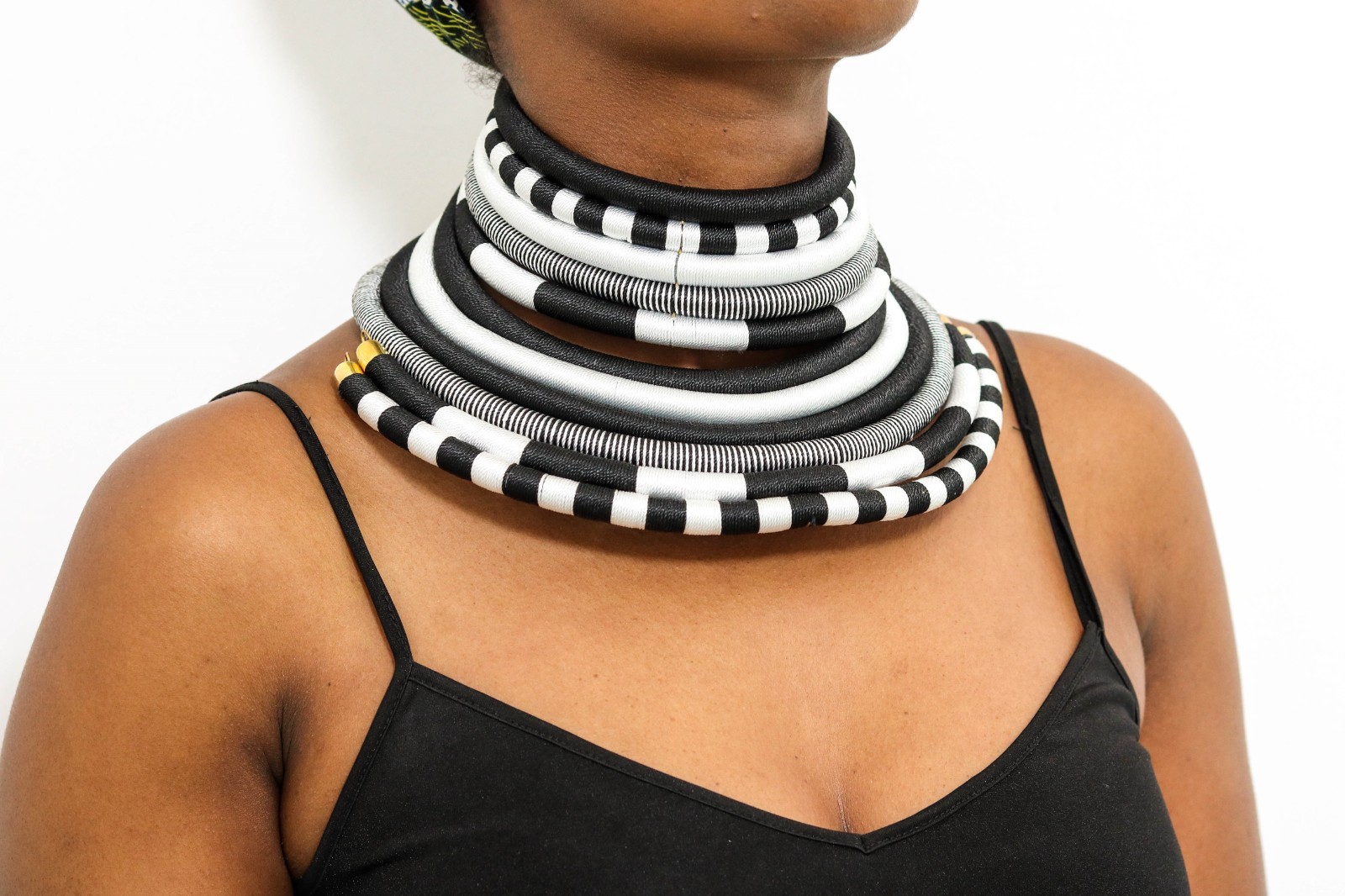 African Silk Thread Choker Necklace Handmade Tribal Statement Collar Jewelry