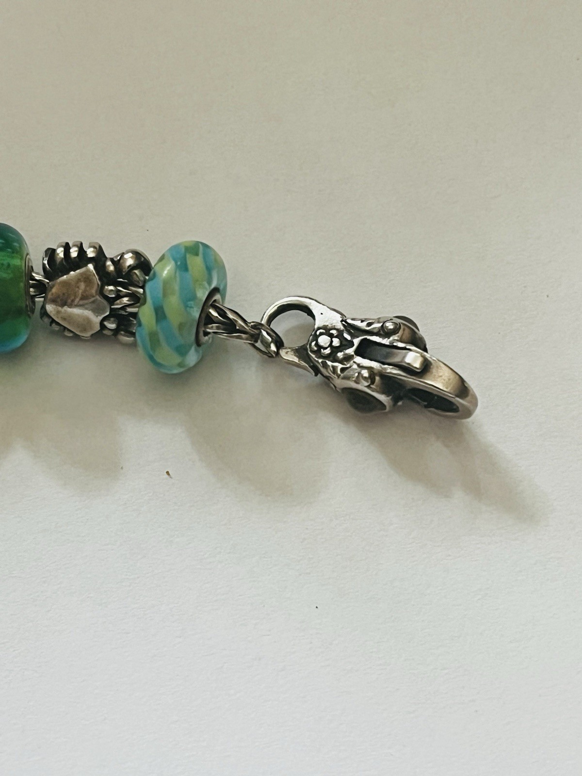 Trollbeads Authentic Ocean Themed Bracelet W/Rare Retired Mexico Lock 7.9 Inch