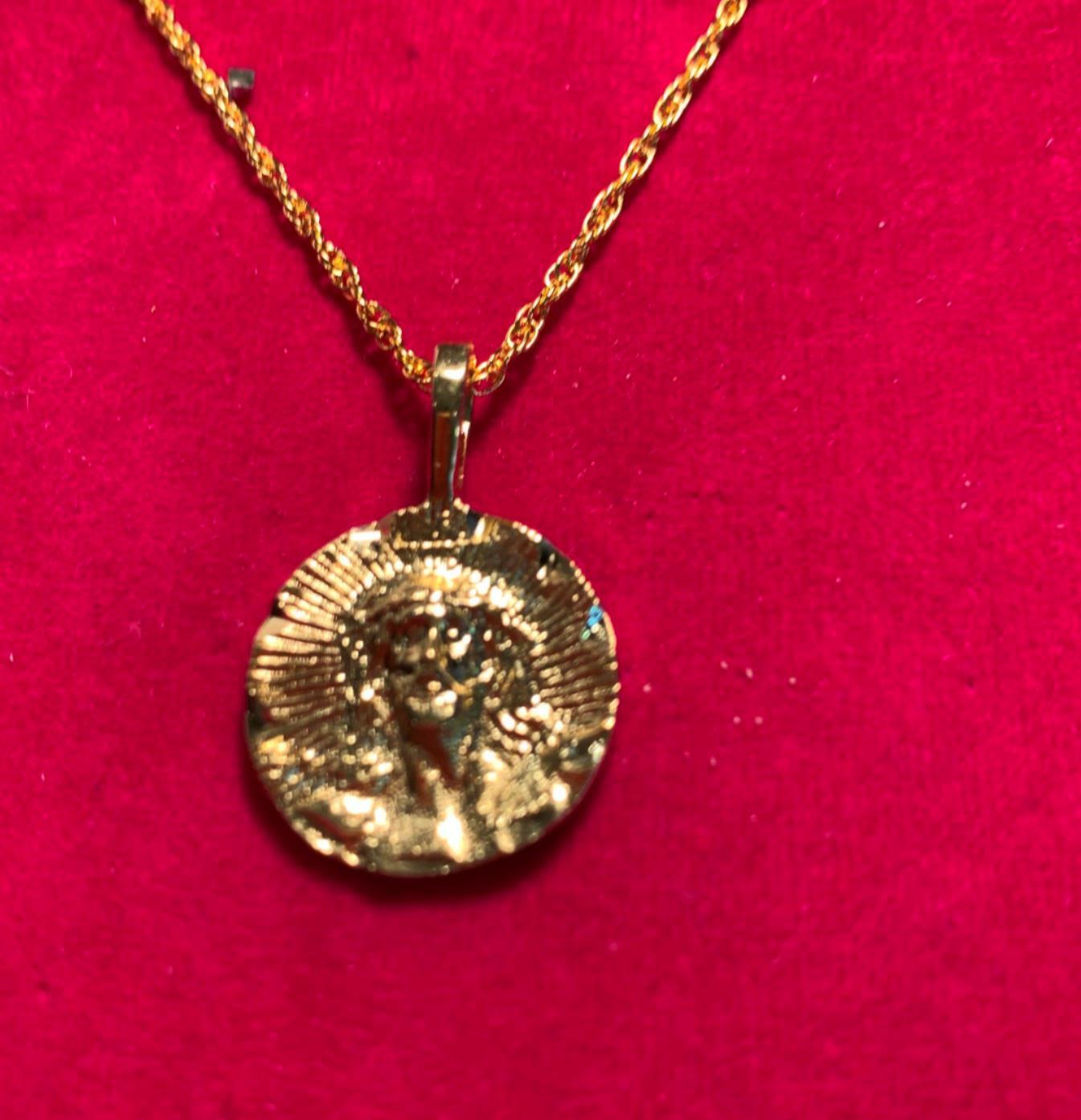 14KT GOLD PLATED JESUS MEDALLION & 20″ 14KT GOLD PLATED ROPE CHAIN-2025