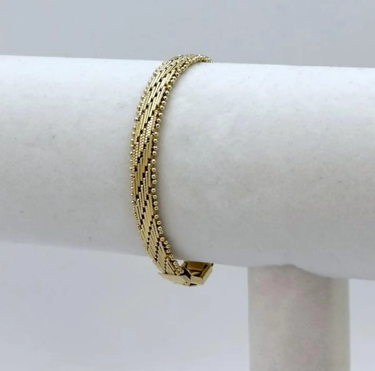 Gold Vintage Bracelet, Flat Vintage Style Bracelet, 14k Heavy Plated Gold