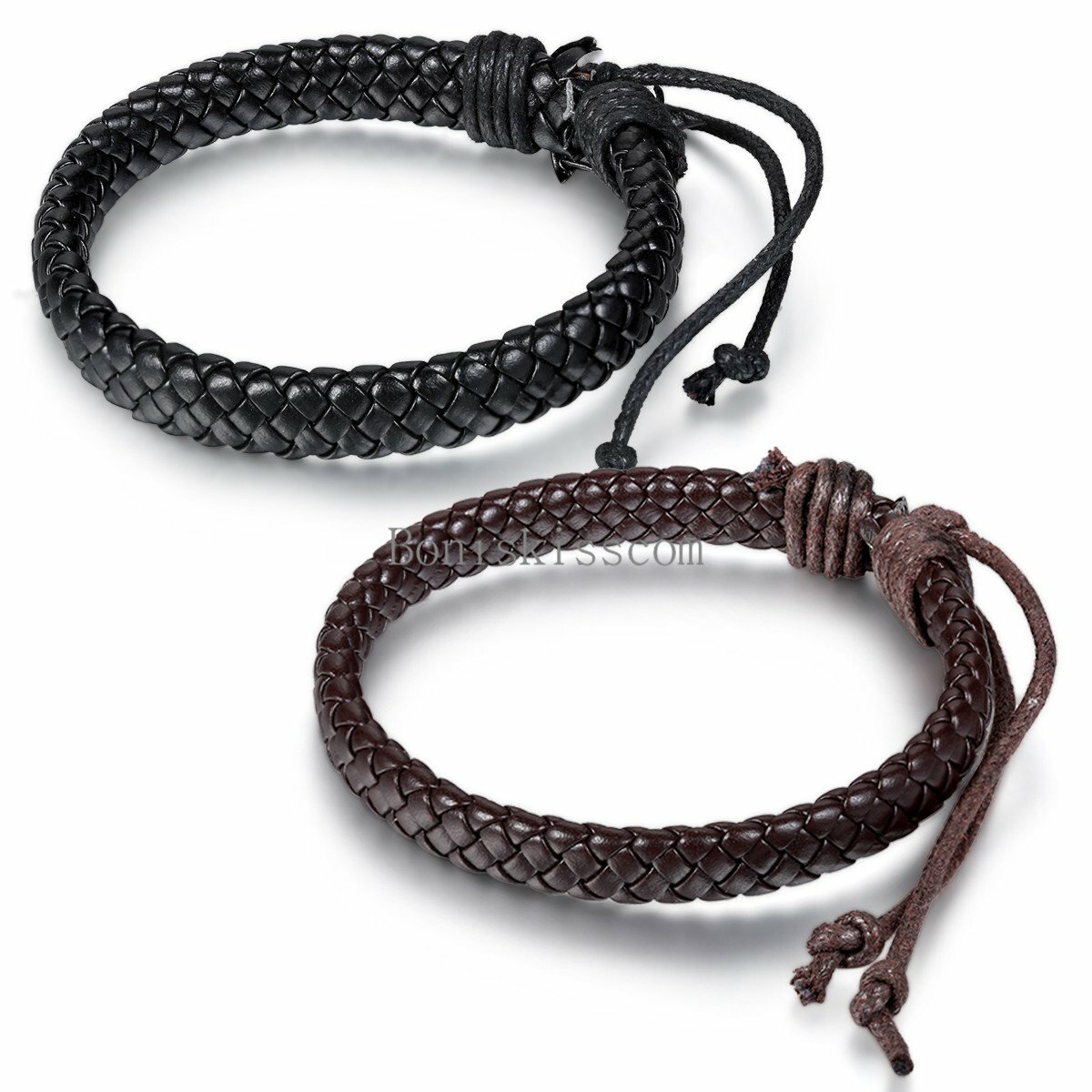 Men’s Women’s Wrap Braided Leather Bracelet Cuff Bangle Adjustable Wristband