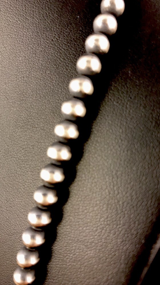 Southwestern 3mm Sterling Silver Pearls 20″ Hook Eye Cone Necklace