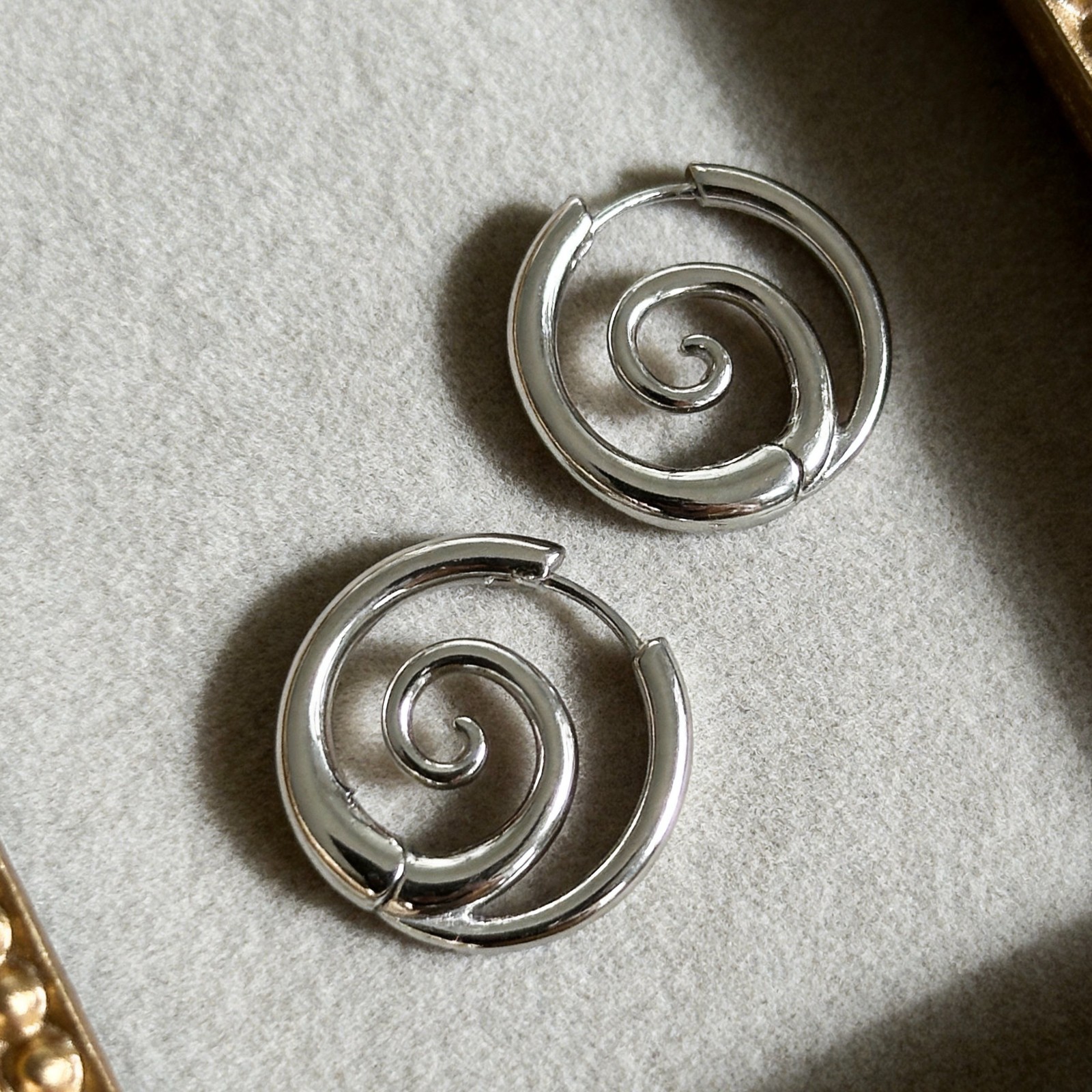 Silver Spiral Hoop Earrings