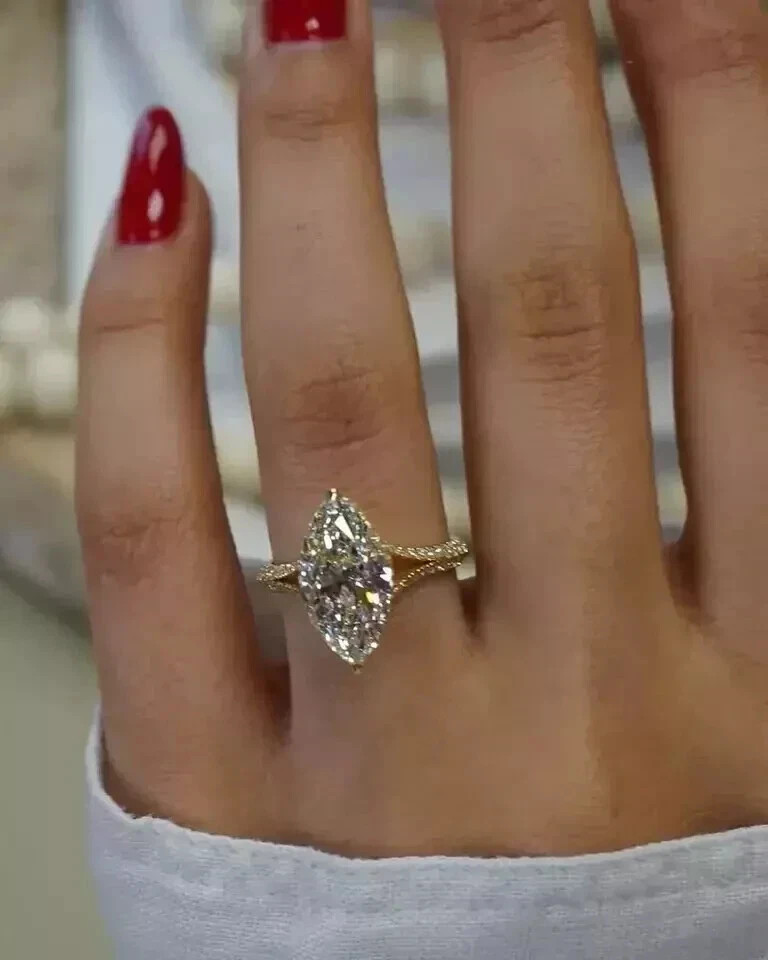 2.00 Ct Marquise Cut Lab Created Diamond Wedding Ring 14K Yellow Gold