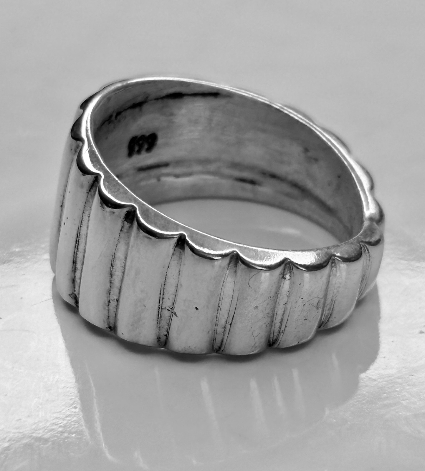 pure Silver Ribbed Band Ring 999.Pure Fine Silver Bold Design