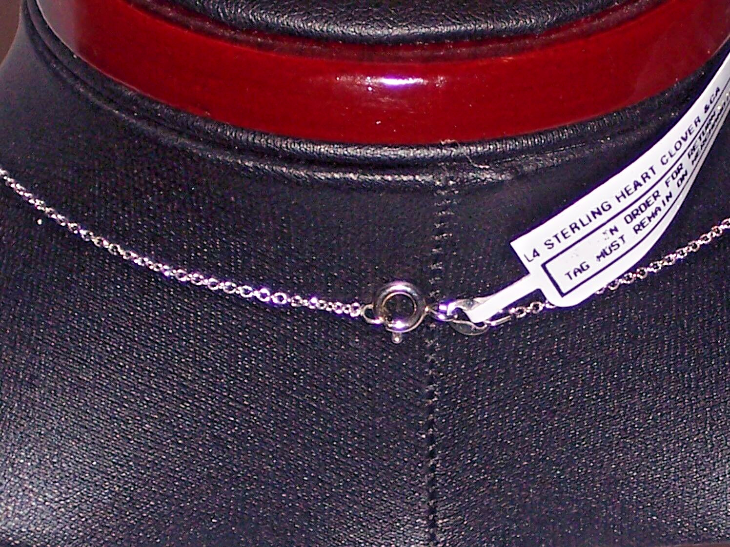 Three Charm Pendant Necklace .925 Sterling Heart Clover & Cameo
