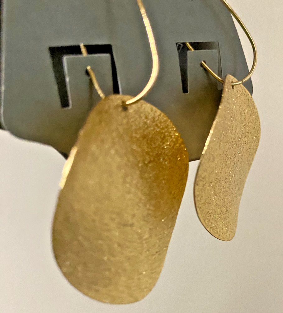 Textured Gold-Tone Disc Drop Earrings
