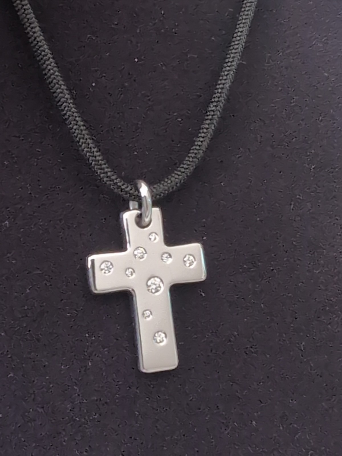 Tiffany & Co 18K White Gold Etoile Diamond Cross Pendant Necklace 7.7 Grams