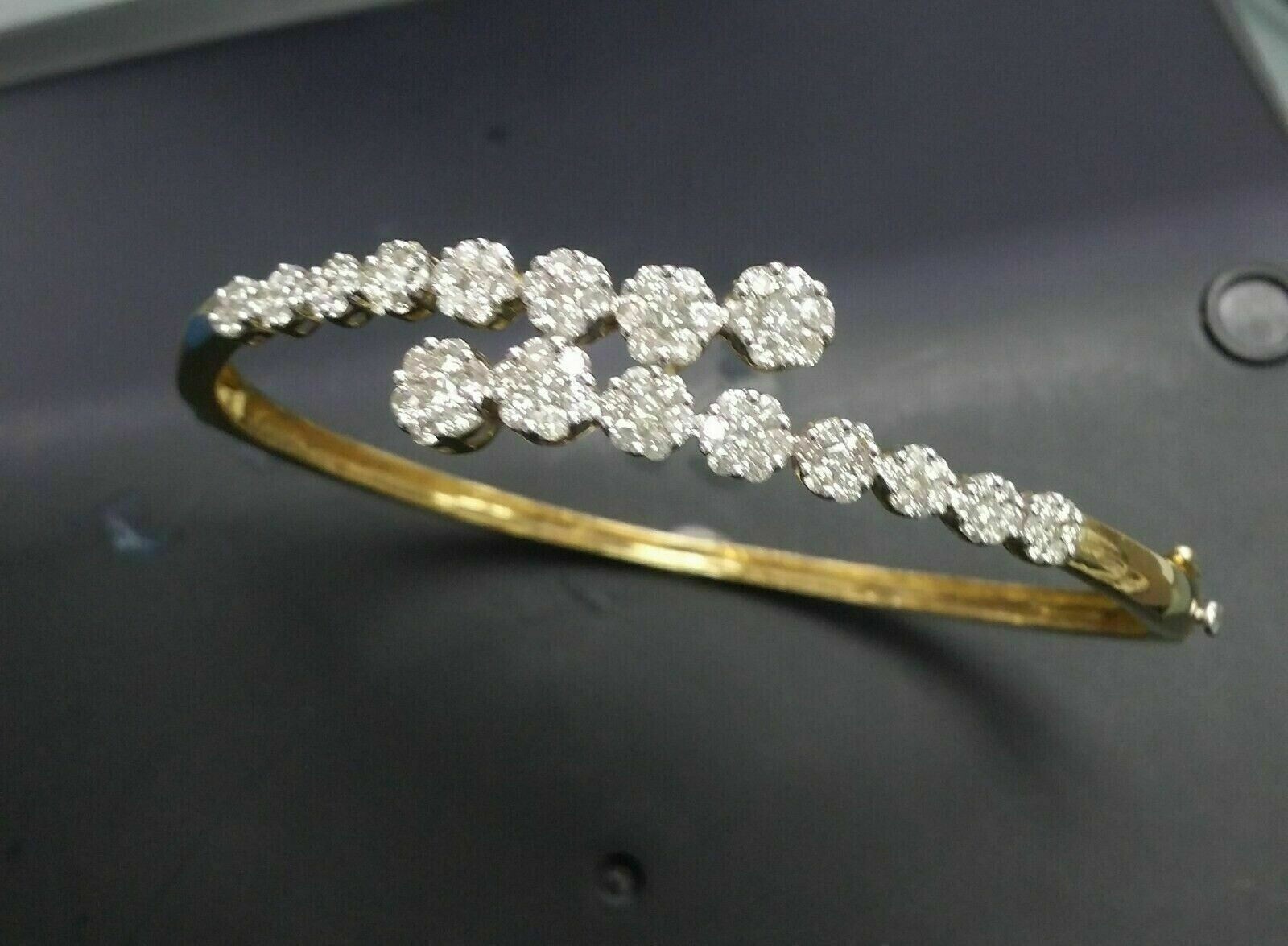 5Ct Round Lab Created Diamond Women’s Bangle Bracelets 14K Yellow Gold Plated