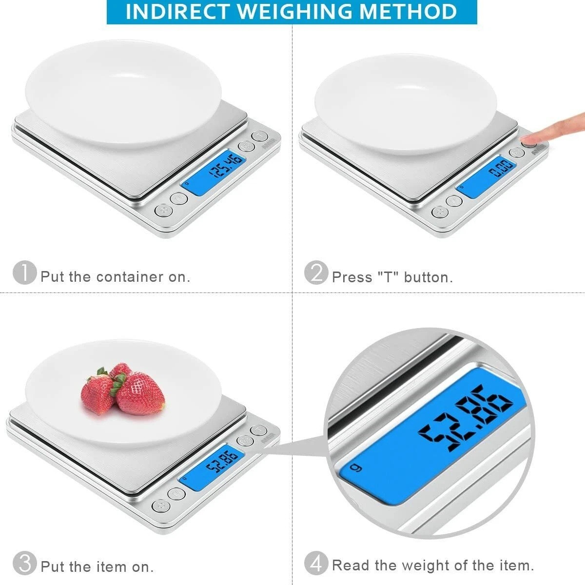 Digital Weight Scale Kitchen Jewelry Gold Grain Food MiniSize Gram 3000g x 0.1g