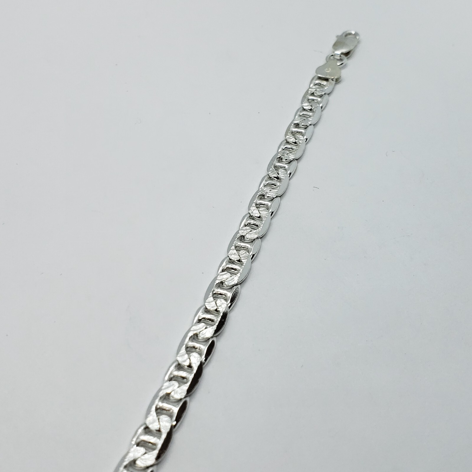 Sterling Silver D/C Flat Mariner Link Chain Necklace Bracelet 6.4 mm 7-30 inch