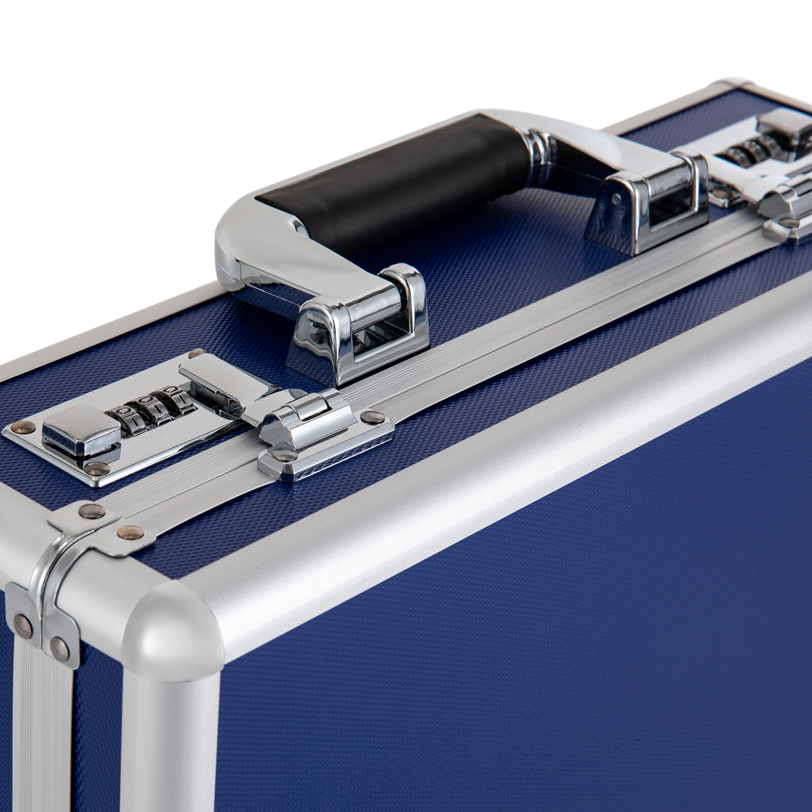 Blue 18-Slot Locking Watch Storage Case – Aluminum Alloy & ABS Briefcase