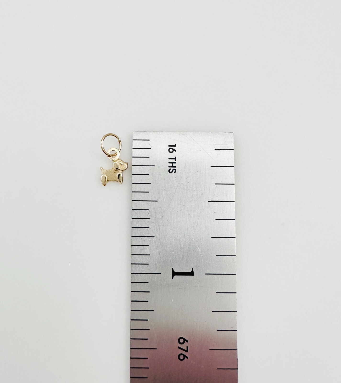 14K Solid Yellow Gold Teeny Tiny – Very Small Dog Puppy Charm Pendant 10x6mm