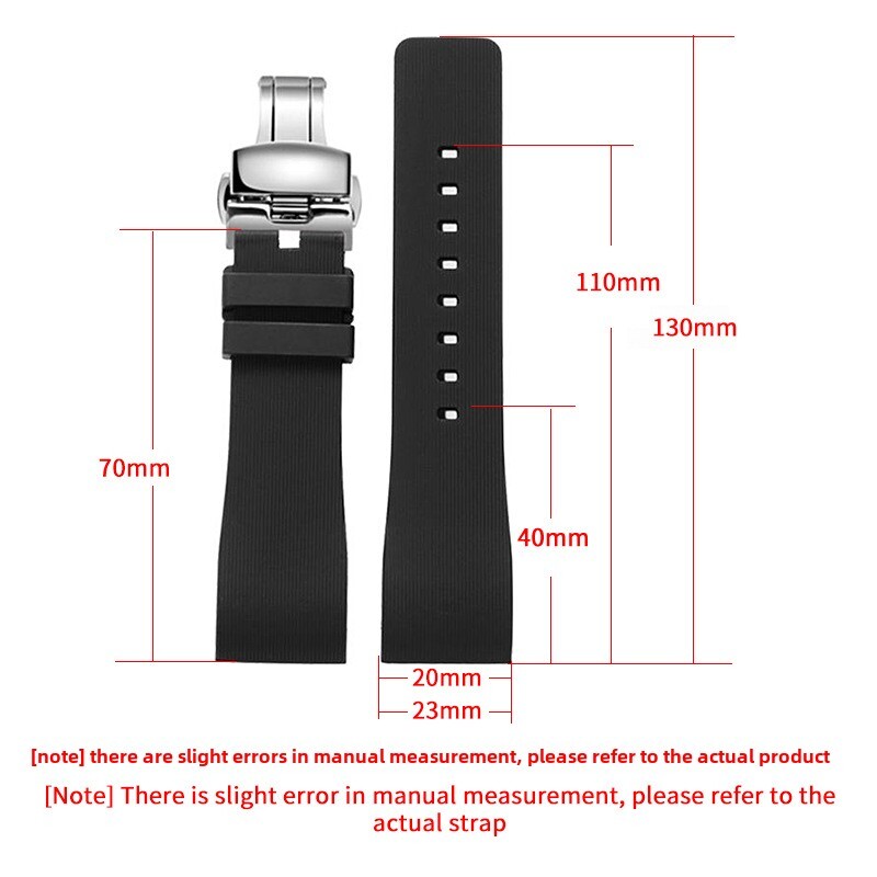 Quality Vertical Silicone Watch Band Straps Men’s 20 23mm Fits Cartier Santos