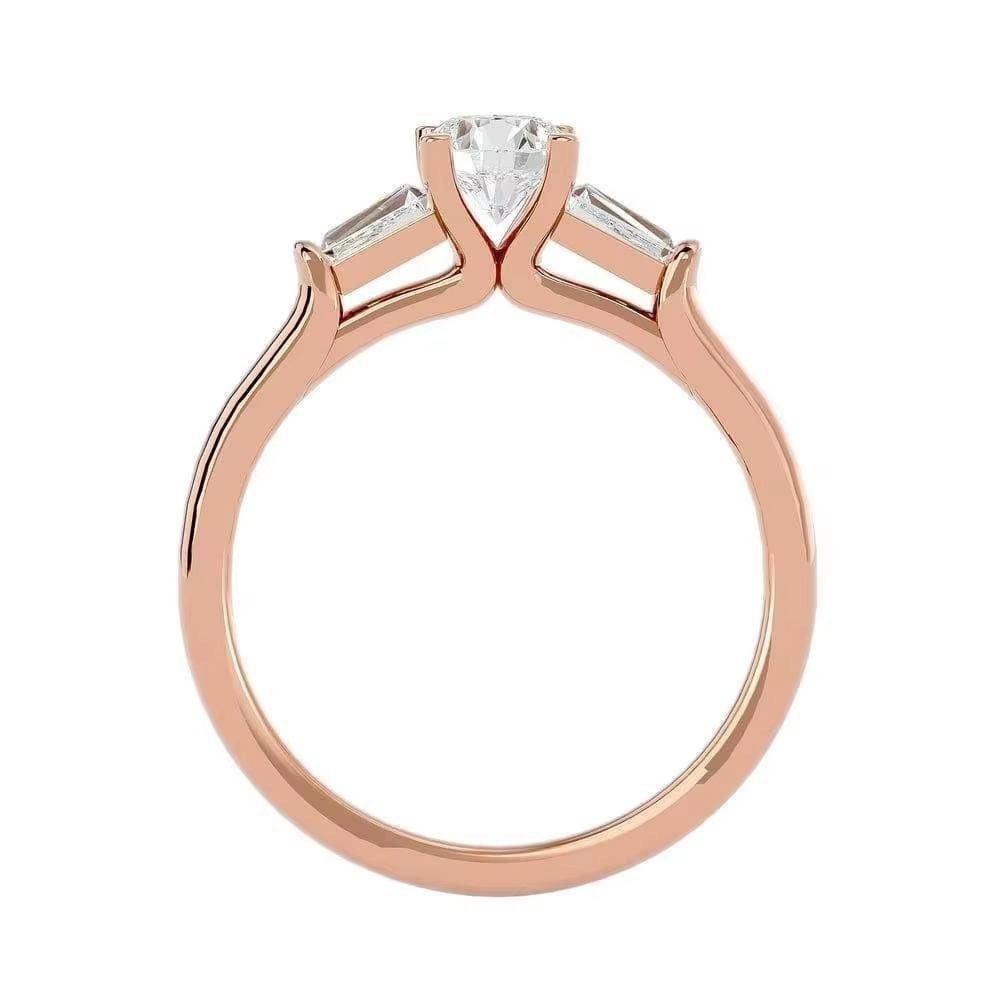 2Ct Round Moissanite Three-Stone Ring 925 Sterling Silver 14K Rose Gold Plated