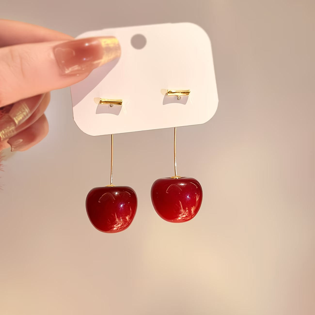 Cute Red Cherry Drop Dangle Fruit Earrings Trendy Jewelry Gift for Women