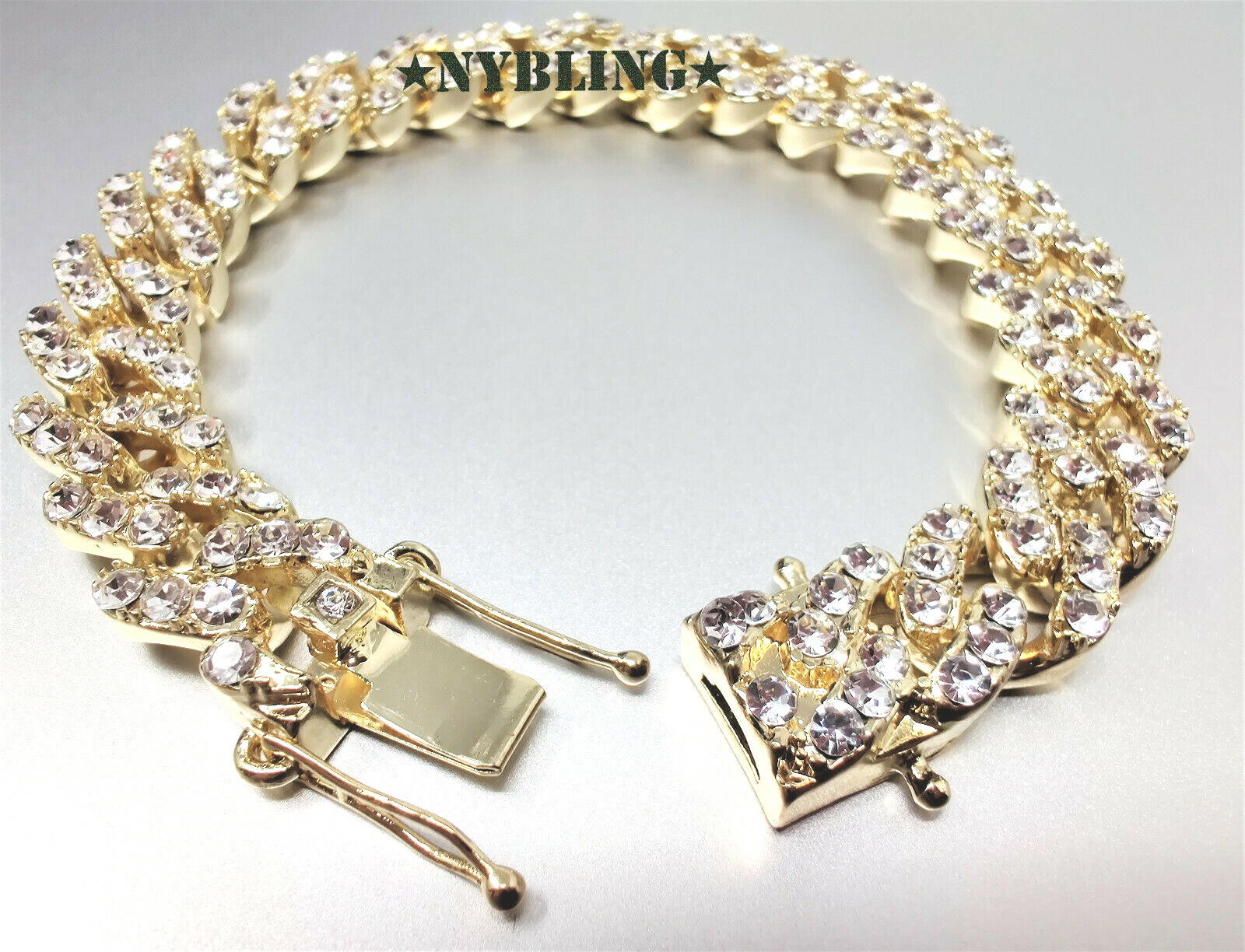 ICY Miami Cuban Chain Necklace or Bracelet Mens Gold Plated CZ Hip Hop Jewelry