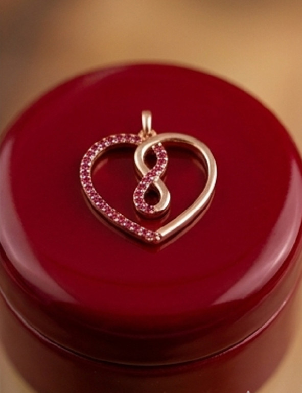 4ct Round Simulated Red Ruby Heart Pendant Necklace Women’s 14k Rose Gold Plated