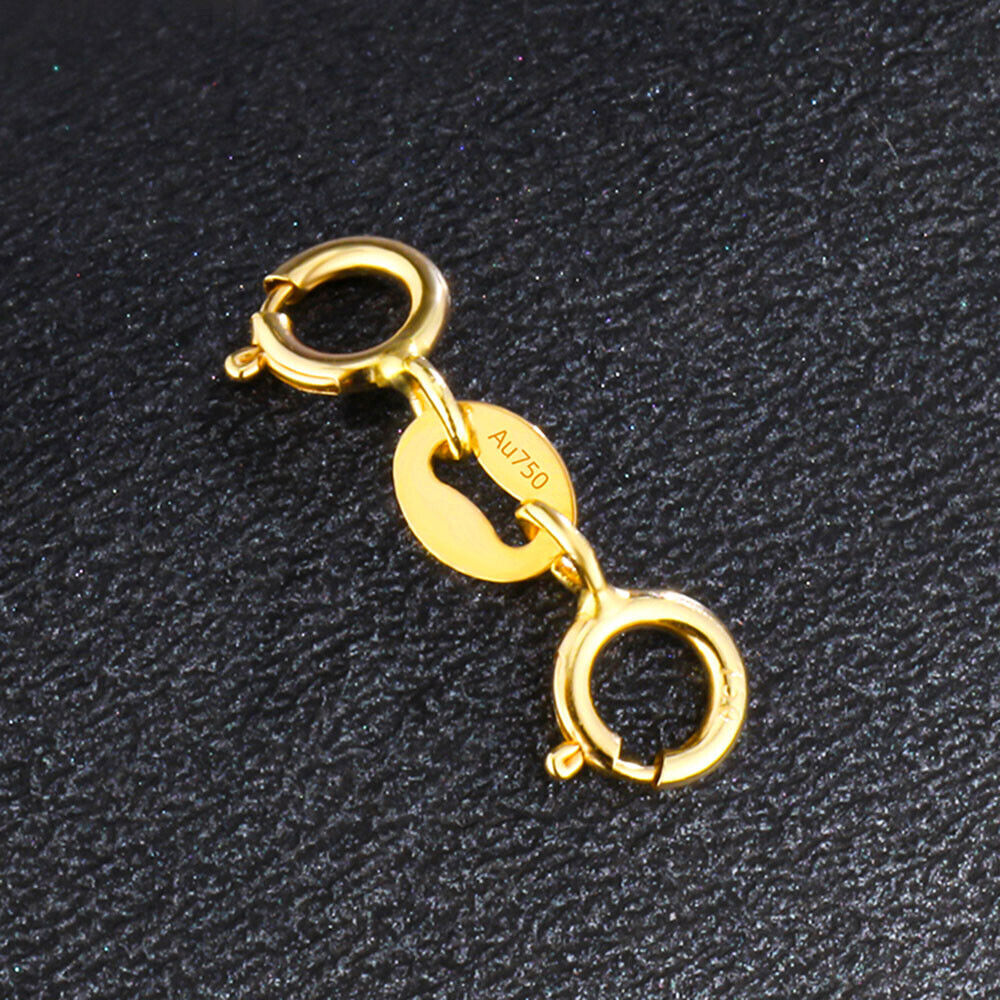 Pure 18K Yellow Rose White Gold Double Spring Clasp / for Bracelet or Necklace