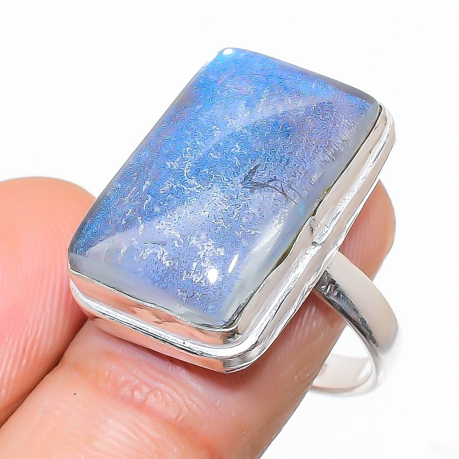 Dicorich Glass Gemstone Handmade 925 Sterling Silver Jewelry Ring Size 7.5 f520