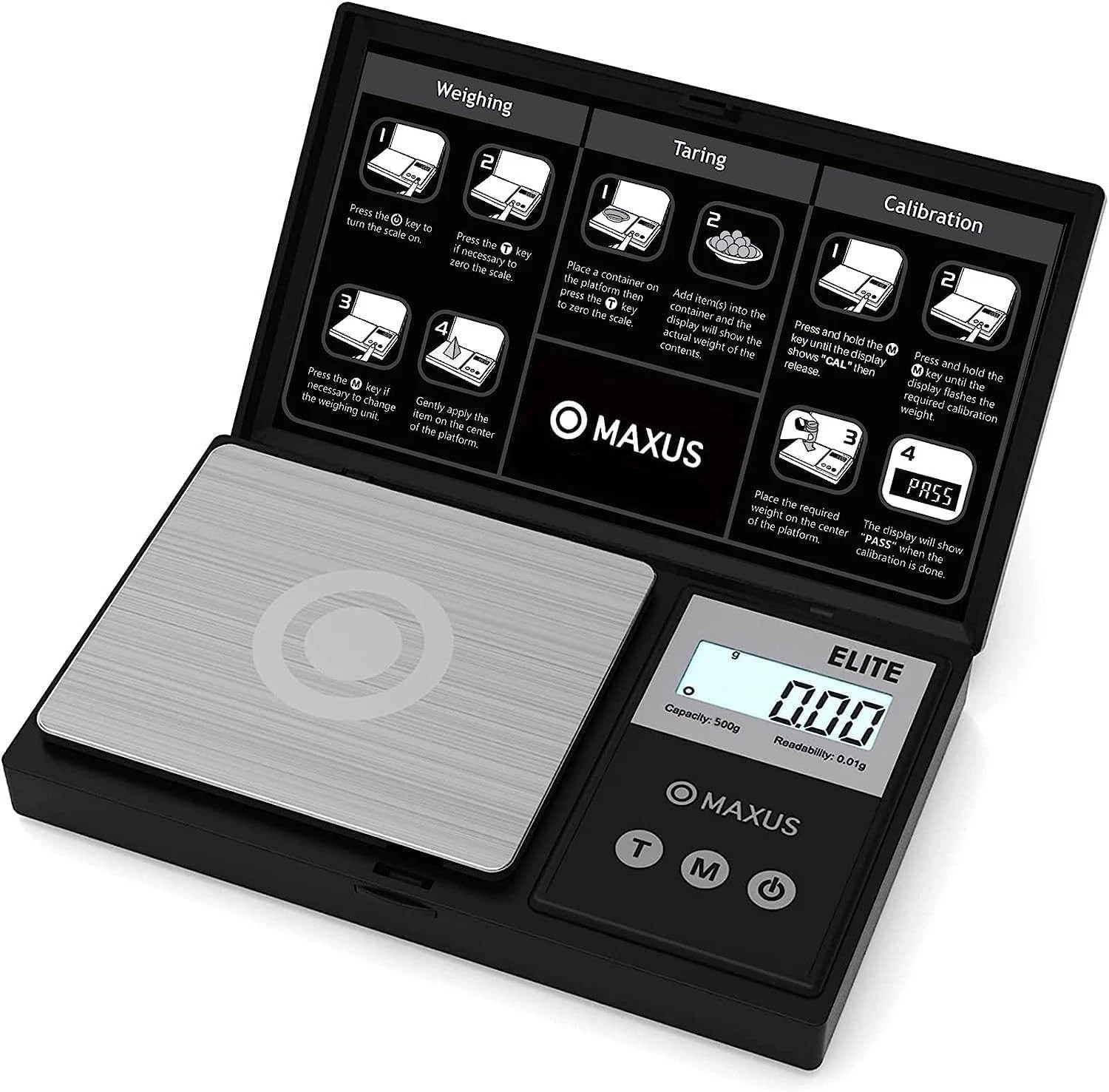 High Precision Pocket Digital Scale – 500g x 0.01g with Clear Tray & LCD Display