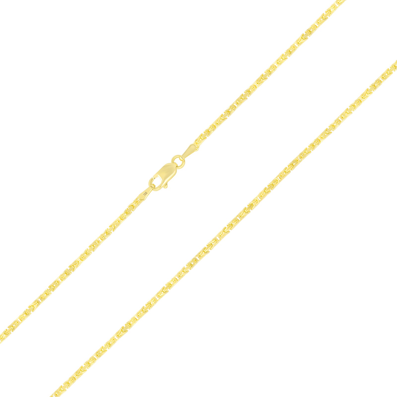 Mens 14K Yellow Gold Solid 2mm Byzantine Box Link Chain Pendant Necklace 24″
