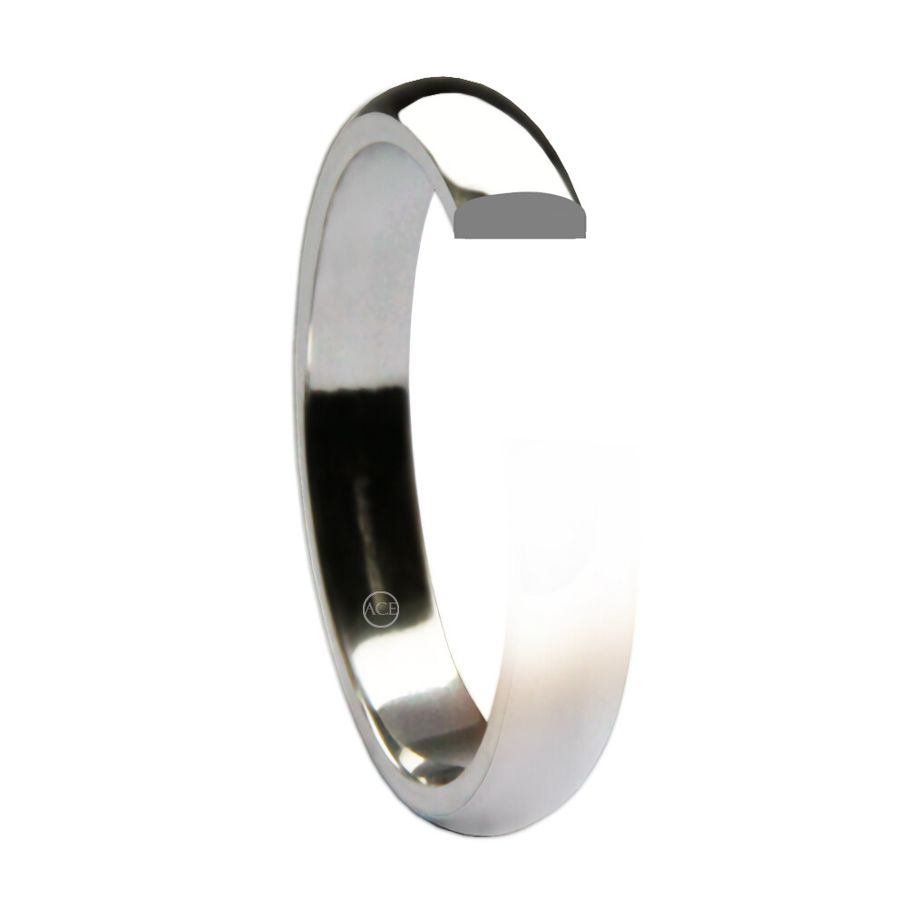 9ct White Gold D-Shape Wedding Rings 2mm 2.5mm 3mm 4mm 5mm 6mm 8mm Heavy Bands