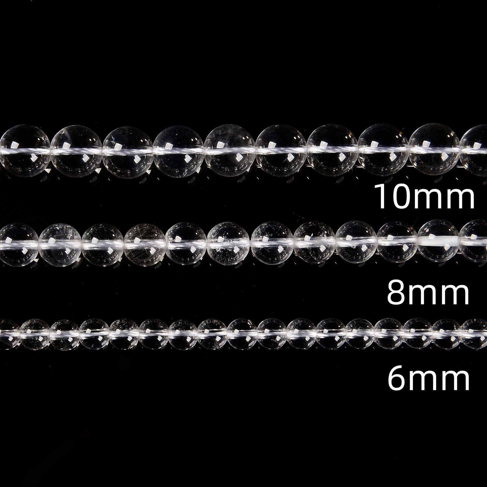 Clear Quartz Smooth Round Beads Size 4mm 6mm 8mm 10mm 12mm 14mm 15.5″ Strand