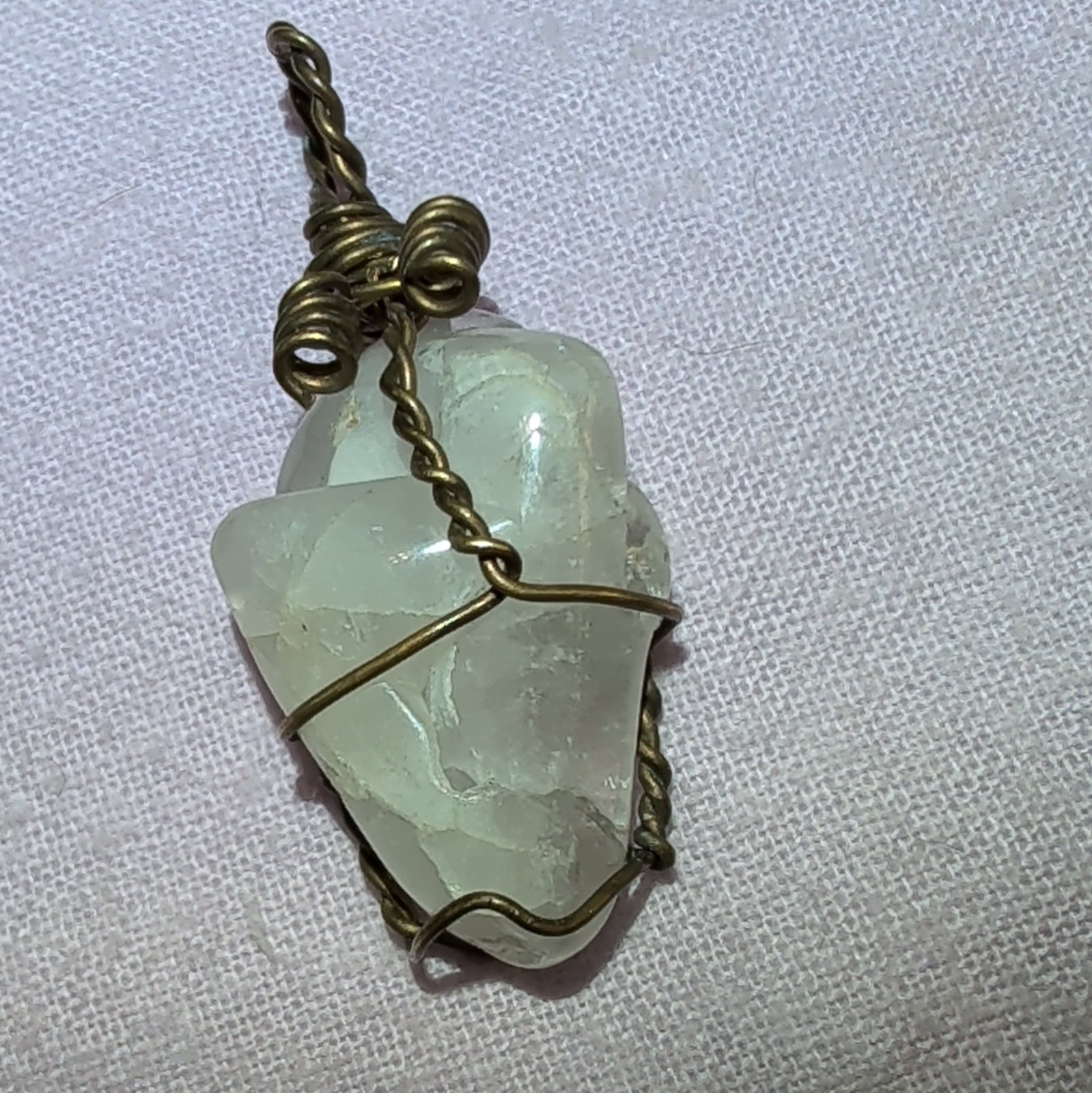 Wire Wrapped Aquarium Brass Wire Pendant. 12 Grams, Tested W/Presidium 2 gemtest