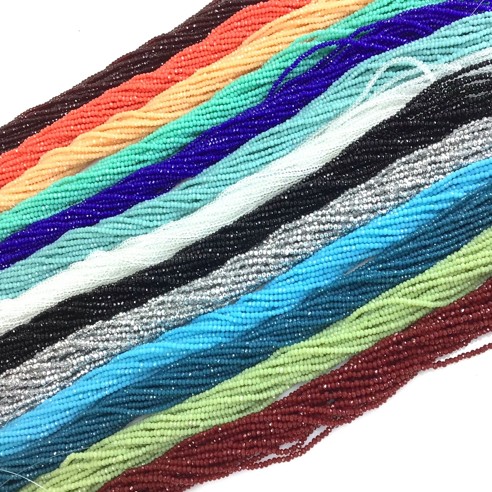 2x1mm Bulk Tiny Sparkly Crystal Rondelle Faceted Bead 12″ strand Free Shipping