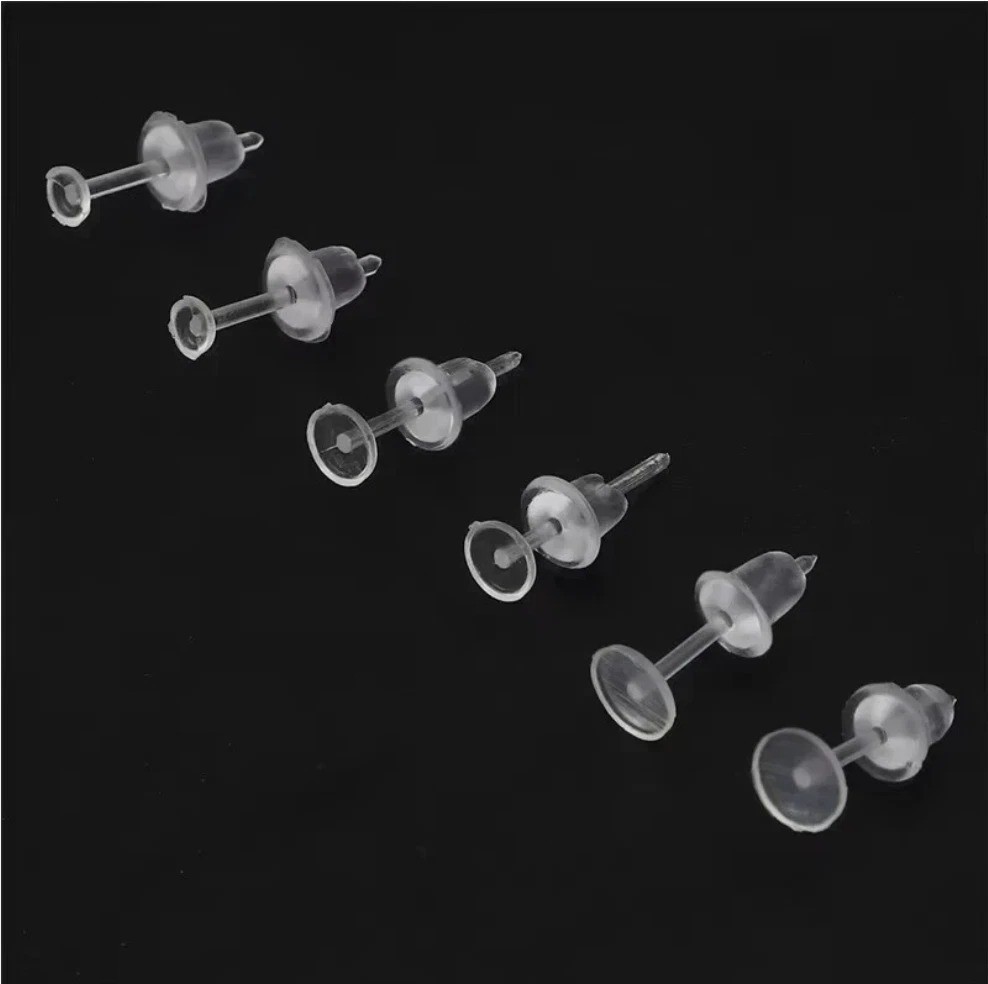 100× Clearplastic/Acrylic Transparent/Clear Earrings Work/School Invisible Stud