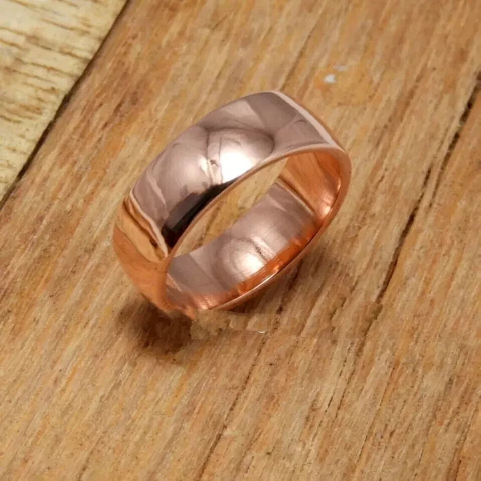 Solid Copper High Polish Band, Minimalist Healing Ring, Handmade, Unisex