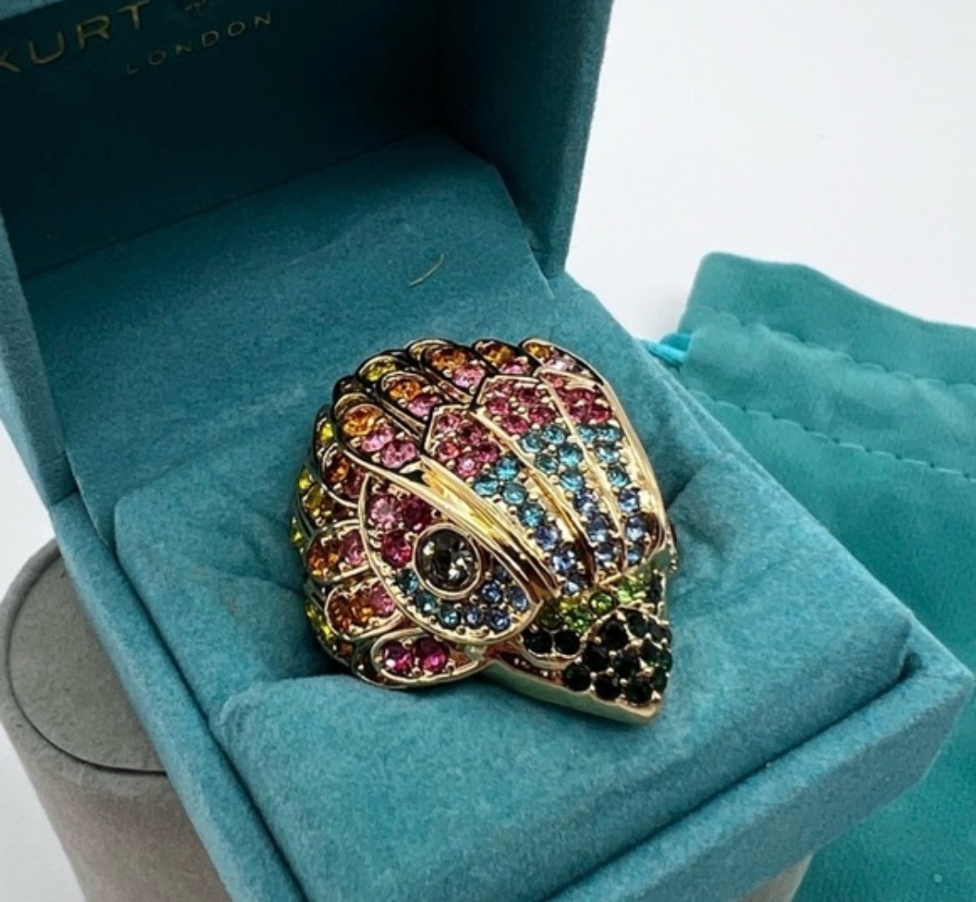 Kurt Geiger Eagle Bird Colorful Crystal | Ring Size 8 | New tags + box
