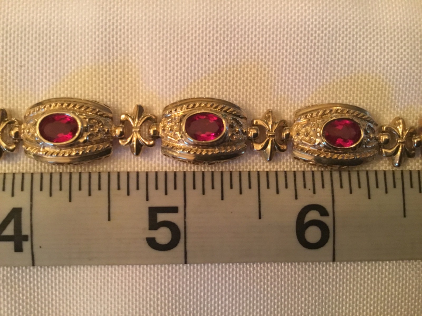 10KT Synthetic Ruby Bracelet -18.52 Grams- Adjustable Clasp- Wear or Scrap