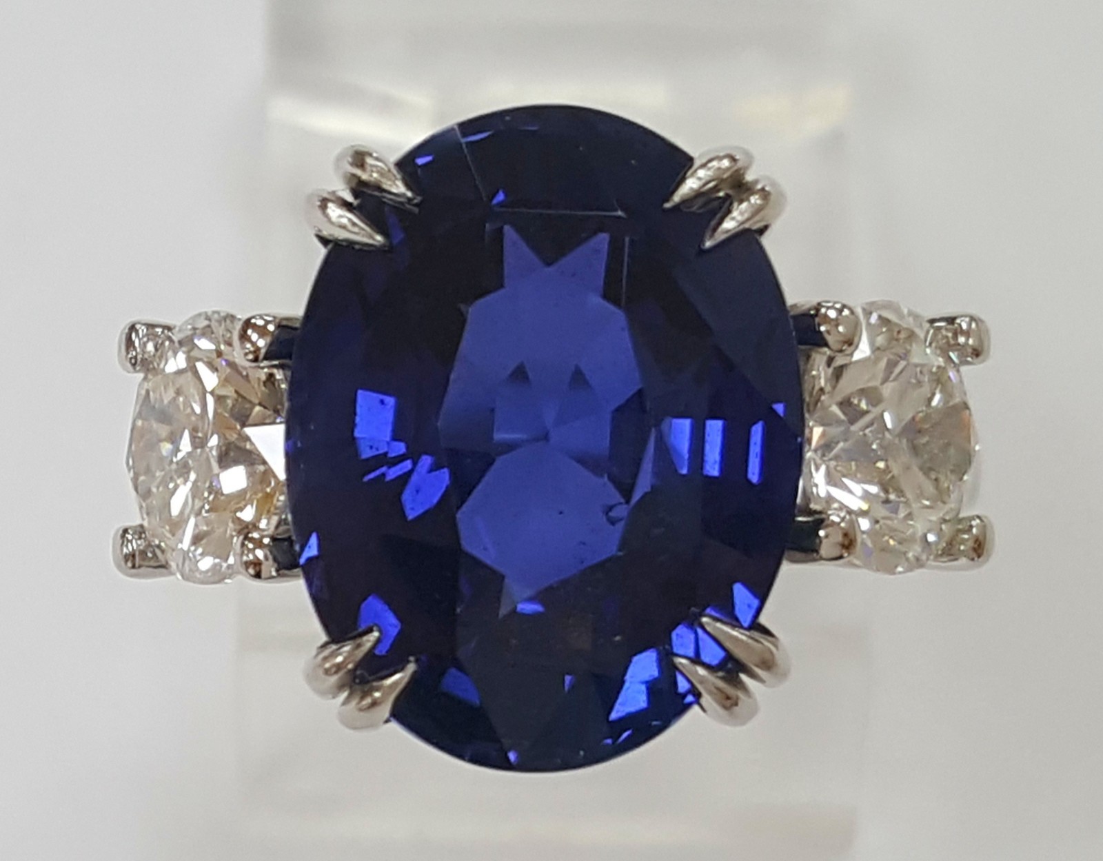 No Heat Sapphire Diamond Three-Stone Ring 10.38 ct Platinum Retail $275K