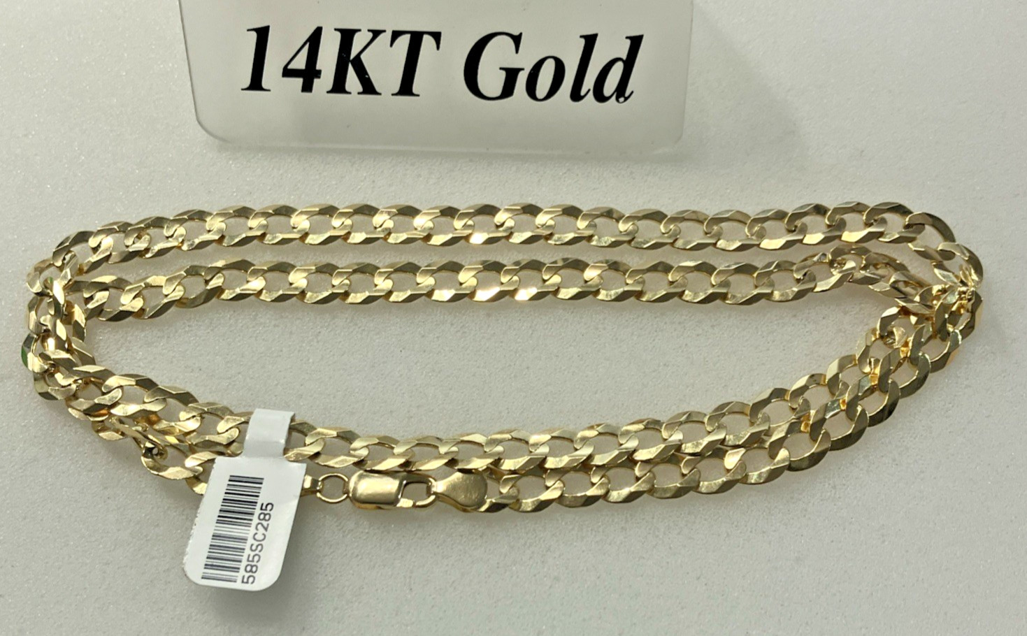 14kt Real Gold Solid Curb Link Chain 28.5grams 7.2mm 24” Brand New with Tag 14K