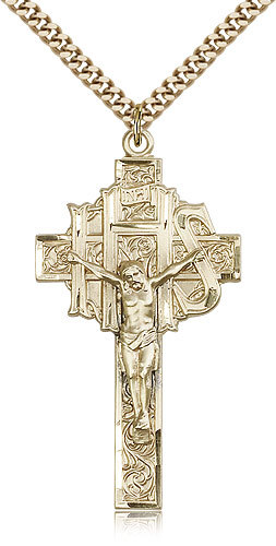 Gold Filled Crucifix Pendant For Men On 24 Chain – 30 Day Money Back Guarantee