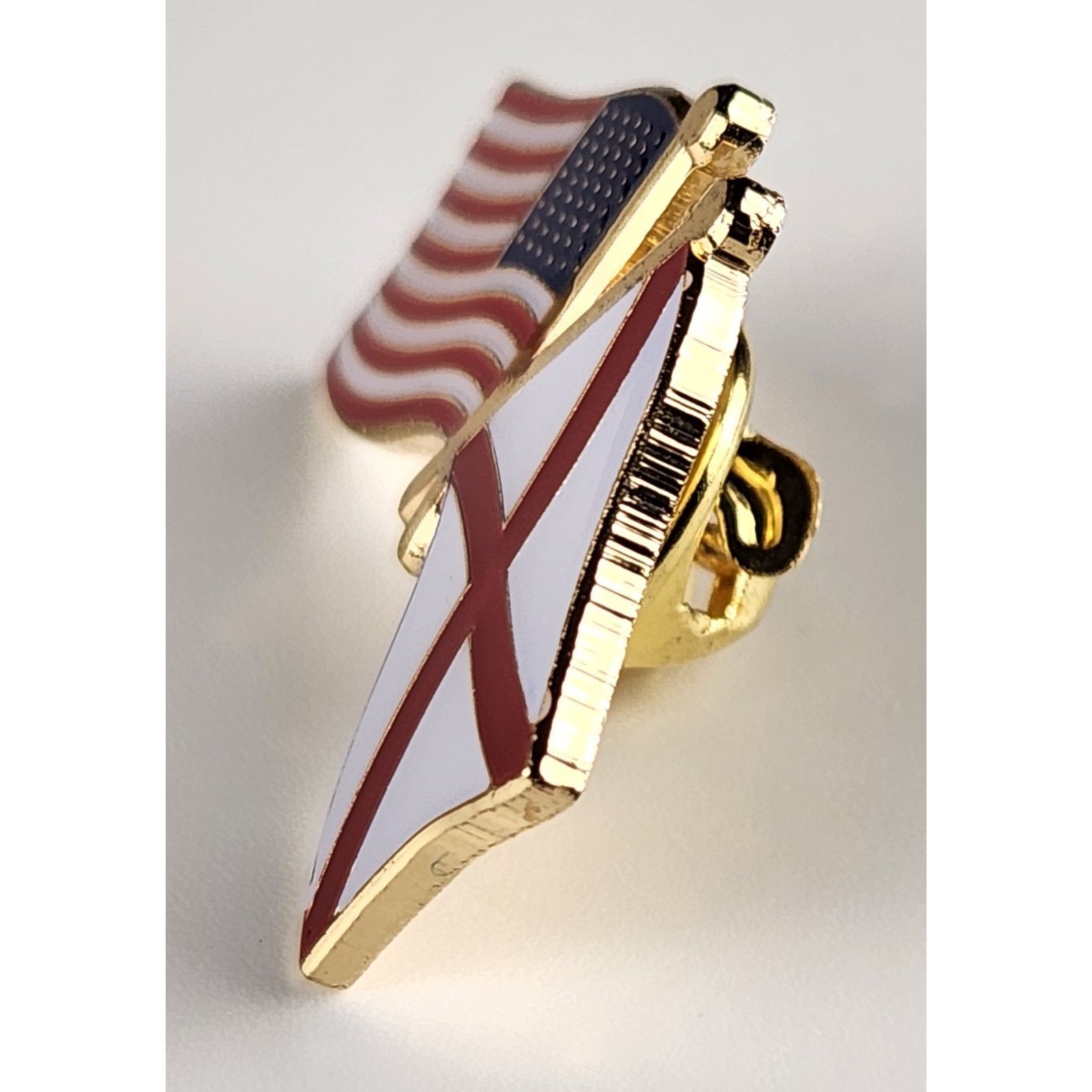 Alabama State Flag / American Flag Crossed Flags Lapel Pin