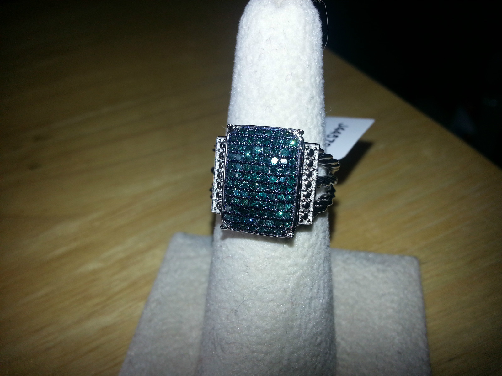 Blue diamond pave ring .50 ctw, solid .925 Sterling size 6
