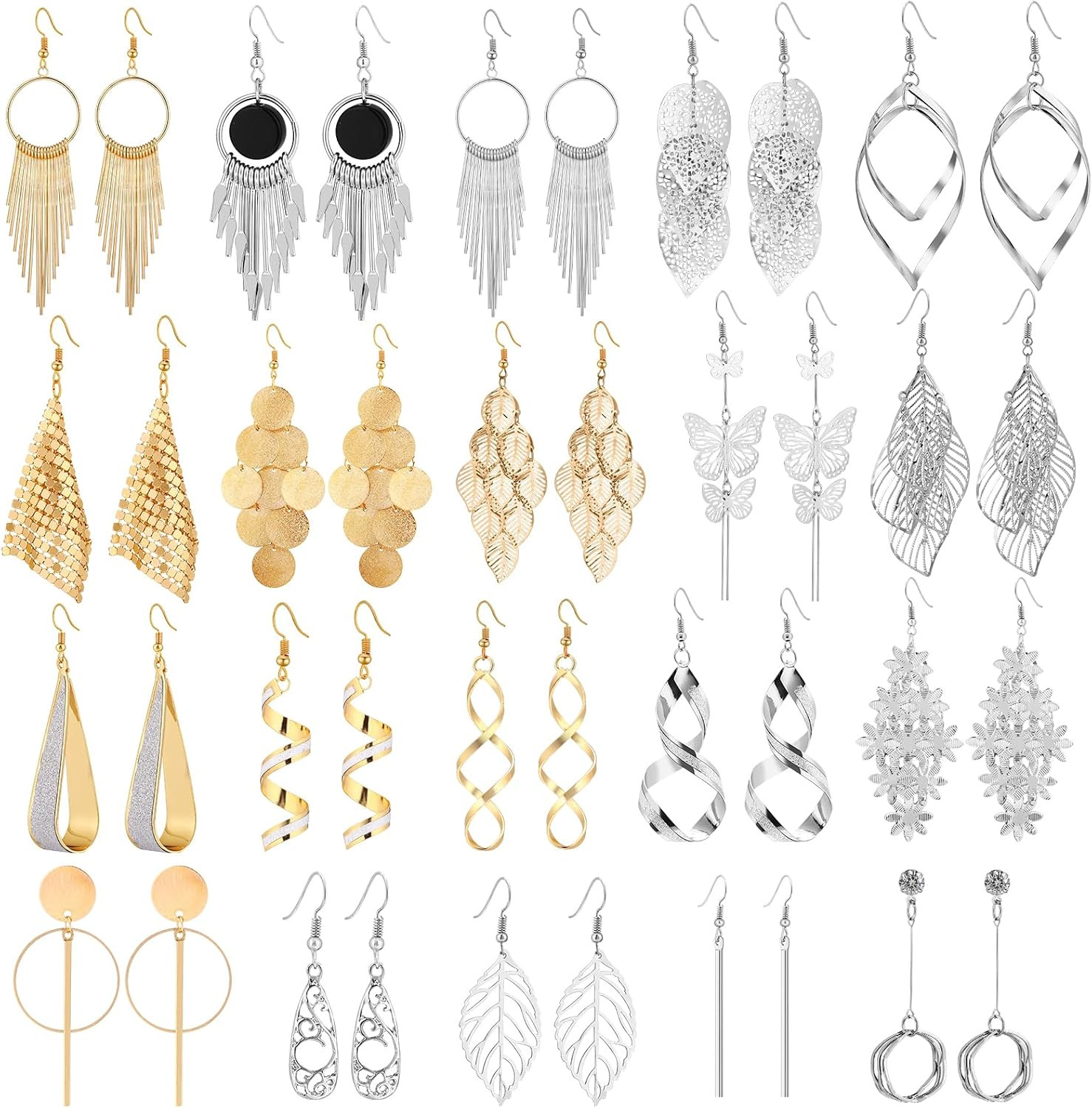 20 Pairs Drop Dangle Earrings,Gold Earrings for Women,Silver Earring,Earrings fo