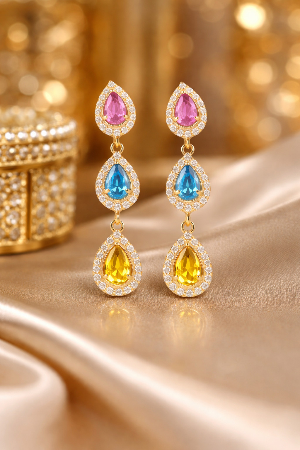 Dangle Drop 925 Sterling Silver Handmade Multi Gemstone Earrings For Her