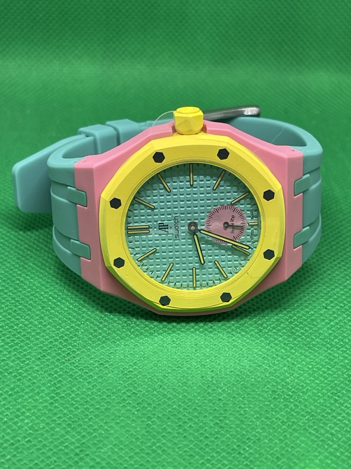 Rare Audemars Pigeut x Swatch Royal Pop OTG ROZ Green Band Pink Case Strap only